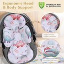 Infant Car Seat Insert, 2-in-1 Head & Body Carseat Support for Baby Newborn Toddler with Strap Covers, Reversible Ultra-Soft Cushion for Baby Carseat, Stroller, Swing & Bouncer by TinyTreasures Baby Boutique