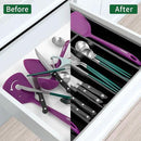 Utoplike Bamboo Silverware Drawer Organizer, Expandable Kitchen Utensils Drawer Organiser, Cutlery Tray Dividers, Flatware Caddy Drawer Insert, Office Supplies, Black 5-7 Slot by CozyNest Decor