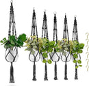 Sorbus Macrame Plant Hanger (6 Pack) Indoor Outdoor Hanging Plant Pots Cotton Rope, Elegant for Home, Patio, Garden (Black) by GreenHaven Gardens