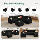 HONBAY Corduroy Modular Sectional Couch with Storage L-Shaped Sectional Couches for Living Room 6 Seater Modular Sectional Sofa, Black by CozyNest Decor
