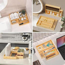Kitchen Drawer Organizer Bins, Stackable Bamboo Deep Drawer Organizer for Silverware, Utensils, Cutlery, Flatware, Junk Drawer, Dresser, Bathroom, 15" x 6" x 2.5" (Set of 2) by CozyNest Decor