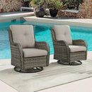 Outdoor Patio Swivel Rocker Chairs - Wicker Rattan Patio Swivel Rocking Chairs Set of 2 with High Back,Deep Seating and Comfort Cushions for Deck Porch Garden,Mixed Grey/Grey by GreenHaven Gardens