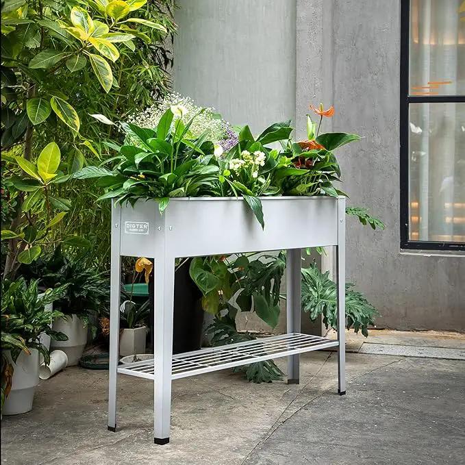 Metal Raised Garden Bed,Raised Planter Box with Legs,Herbs and Vegetables Planter Suitable for Outdoor Patio Deck and Porch (Gray), photo 3 of 7