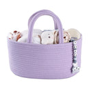 Baby Diaper Caddy Organizer Cotton Rope Nursery Storage Bin Basket Portable Holder Tote Bag for Changing Table Car Travel Baby Shower Gifts Newborn Essentials Registry Must Have Purple or Lavender by TinyTreasures Baby Boutique