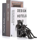 Ambipolar Romantic Reading Couple Bookshelf Decor, Cast Iron Bookend, Aesthetic Room Decor, Office Desk Decor, Home Decorative Bookend for Heavy Books, Satin Black by CozyNest Decor