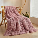 XeGe Plush Faux Fur Throw, Dusty Pink Luxurious 50x60 Shaggy Furry Blanket, Fluffy Microfiber Velvet Couch Throw, Ultra Soft Warm Fuzzy Lap Blanket for Sofa Bed Chair Car Office, Dusty Pink by CozyNest Decor