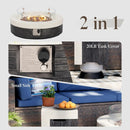 COSIEST 42" Outdoor Propane Fire Pit Table w Tank Cover & Wind Guard, Round Gas Fire Pit Table with Concrete & Wood Grain Design, 50000BTU CSA Certified Fire Tables for Patio, Backyard, Garden by GreenHaven Gardens