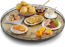Lazy Susan Turntable Organizer for Table Top, 24’’ Round Wooden Lazy Susan for Cabinet Kitchen Countertop Pantry Dining Coffee Table for Condiments Spices, Rustic Bathroom Vanity Tray for Soap Candle by CozyNest Decor