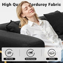 108" Oversized Convertible Sleeper Sofa Bed, Corduroy L Shape Sectional Couch, Folding Sofa Bed with Side Pocket, Modern Cloud Floor Mattress Couch, Modular Sofa for Living Room, Black by CozyNest Decor