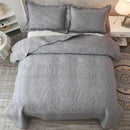 MarCielo 3-Piece 100% Cotton Oversized Bedspread Lightweight Quilt Coverlet Embroidery Farmhouse Bedding Set T0 (Light Grey, Oversized King (118"x106")) by CozyNest Decor