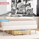 Under Bed Storage Containers With Wheels - 2 Pcs Large Bamboo Wood Rolling Underbed Shoe Storage Bins With Dust Bags for Clothes Blankets, Duvet Covers Snacks Toys (Natural) by CozyNest Decor