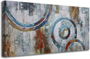 Arjun Abstract Wall Art Geometric Canvas Circle Block Painting Modern Grey Brown Picture Simple Textured Artwork Framed for Bedroom Living Room Home Office Wall Décor, Extra Large 58"x29" by CozyNest Decor