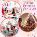 2 Pack Kids Teepee Tent with Mattress,Fitted Sheet,Light String,Washable Natural Cotton Toddler Play Tent for Girls Boys Indoor Outdoor Sleepover Slumber Birthday Party(Pink and White) by TinyTreasures Baby Boutique