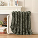 Esterra Chunky Knit Blanket Throw, 100% Handmade Chenille Throw Blanket 40"x50", Soft Thick Yarn Cable Knit Crochet Throw Blanket Rope Knot Throw for Couch Bed Sofa, Dusty Olive by CozyNest Decor