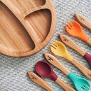 Avanchy Baby Fork Set, Bamboo and Silicone Spork Utensils, Toddler Baby Led Weaning Silverware Cutlery Flatware, Kids First Self Feeding by TinyTreasures Baby Boutique