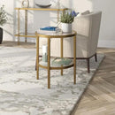 Henn&Hart 20" Wide Round Side Table with Glass Shelf in Antique Brass, Table for Living Room, Bedroom by CozyNest Decor