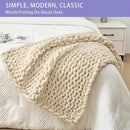 Bigacogo Chunky Knit Throw Blanket for Couch, 40x40 inches, 100% Hand Knitted with Thick Jumbo Chenille Yarn, Cozy Soft Large Rope Knot Cable Crochet Blankets for Sofa Bed Living Room, Beige by CozyNest Decor