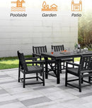 7 Pieces HDPE Outdoor Dining Set, Patio Dining Set with Umbrella Hole, All Weather Outdoor Dining Table Sets for 6, HDPE Patio Furniture Sets for Deck, Backyard, Lawn, and Poolside, Obsidian by CozyNest Decor