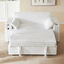 68.11" Corduroy Sleeper Chair Bed with USB Port, Cup Holders & Side Storage Pockets – 3-in-1 Foldable Sofa Bed for Guest Room, Living Room -White by CozyNest Decor