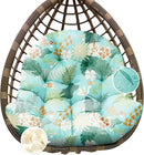 Egg Chair Cushion Replacement, Waterproof Outdoor Hanging Egg Swing Chair Cushions Pads, U-Shaped Thickened Cushions for Hanging Eggs Chair with Ties, 47x33x7 Inches (Cyan Floral Leaf) by GreenHaven Gardens