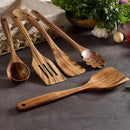 Wooden Kitchen Utensils Set, Teak Wood Cooking Spoons for Non-Stick Pans, 8 Pieces by CozyNest Decor