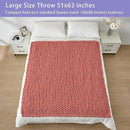 Bigacogo Chunky Knit Throw Blanket for Couch, 51x63 inches, 100% Hand Knitted with Thick Jumbo Chenille Yarn, Cozy Soft Large Rope Knot Cable Crochet Blankets for Sofa Bed Living Room, Antique Red by CozyNest Decor