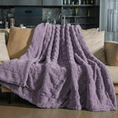 Pawque Super Soft Cozy Throw Blanket Twin Size for Couch Bed, Fluffy Sherpa Fleece Reversible Thick Warm Fuzzy Blanket for All-Season, 3D Checkered Jacquard Decorative Blankets, Purple, 60" x 80" by CozyNest Decor