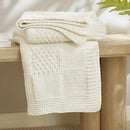 Amélie Home Chenille Knit Throw Blanket for Couch, Checkered Texture Decorative Soft Blanket for Sofa, Bed & Living Room, 50"x60", Ivory by CozyNest Decor