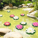 10PCS 3 Sizes Artificial Foam Lotus Floating Flowers with Water Lily Pad Ornaments for Home Garden Pond Decor Pools Water Decorations, Pink and White by GreenHaven Gardens