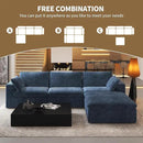 118" L Shaped Modern Sofa Modular Sectional Cloud Couch with Ottoman,Deep Seat Upholstered Couches with Plush Corduroy Fabric for Living Room Furniture,Bedroom and Apartment,No Assembly Required,Blue by CozyNest Decor