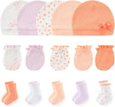 Newborn Baby Boy Girl Caps Mittens Socks Set Cotton Baby Essentials Accessories (Hats+Gloves+Socks) by TinyTreasures Baby Boutique