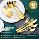 Gold Silverware Set for 8, OGORI 45-Piece Stainless Steel Flatware Set with Serving Set, Mirror Polished Cutlery Set with Serving Utensils Spoon for Kitchen Party Supply by CozyNest Decor