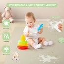 Padded Baby Play Mat, Super Soft Vegan Leather Baby Mat for Floor, 48x48 Thick Foam Cushioned Play Mat for Babies 6-12 Months, Fits Nicely Into 50x50 Playpen Mat, Grayish Green by TinyTreasures Baby Boutique