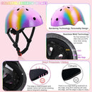 Kids Bike Helmet with DIY Stickers and Knee Pads Elbow Pads Wrist Guard Set for Ages 3-8-14 Toddler Boys Girls Helmet for Roller Skates Cycling Skateboarding Bicycle Scooter by TinyTreasures Baby Boutique