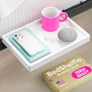 BedShelfie Bedside Shelf for Bunk Bed & Top Bunk, College Dorm Room Essentials, Loft Nightstand, Floating Bed Side Table Tray Storage, Dorm Room Decor by Smallish - (Flexfit Model, White) by CozyNest Decor