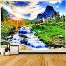 Delur Mountain Waterfall Tapestry Sunset Forest Tree Nature Landscape Tapestry Wall Hanging Tropical Sunrise Rainforest Psychedelic Scenic Headboard for Bedroom Living Room Home Decor (59.1" x 78.7") by CozyNest Decor