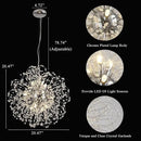 Modern Farmhouse Chandelier, Sputnik Crystal Beaded Pendant Lamp, Round Sunflower Chrome Hanging Light Fixtures for Dining Room Foyer Bedroom Kitchen Island (Chrome 12Lights) by CozyNest Decor