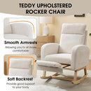 NIOIIKIT Nursery Rocking Chair, Corduroy Upholstered Rocking Chair with Adjustable Footrest, Tufted Rocker Chair with Side Pocket, Glider Rocker for Living Room, Bedroom (White Modern) by TinyTreasures Baby Boutique
