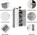 ChooChoo Bathroom Floor Cabinet, Modern Bathroom Storage Cabinet with 4 Doors and Adjustable Shelves, Freestanding Cupboard for Living Room, White by CozyNest Decor