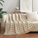 Snuggle Sac Throw Blanket for Couch, Reversible Super Soft Warm Blankets Cozy Knit Fuzzy Plush Lightweight Throws for Sofa, Bed, Camping,Houndstooth Beige,50x60 inches by TinyTreasures Baby Boutique