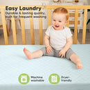 Waterproof Crib Mattress Protector Cover Fitted - 2-Pack Quiet Baby Crib Mattress Pad Sheets, 52" x 28" Soft Quilted Cotton Baby Sheet, Machine Washable, Easy Fit, Durable (Frost/Mavy) by TinyTreasures Baby Boutique