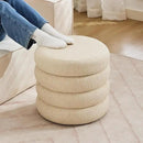 ONEVOG Round Storage Ottoman, 20" Small Ottomans Table with Removable Lid, Linen Fabric Soft Footrest Stools for Couch, Upholstered Stuffed Circle Seat for Living Room/Bedroom/Dorm/Vanity, Beige by CozyNest Decor