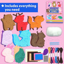 KRAFUN Easy Sewing Kit for Beginner Kids Arts & Crafts, 8 DIY Projects of Stuffed Dolls of Woodland Animals, Bear, Bunny, Fox, Owl, Instructions & Felt, Gift for Girls, Boys, Learn to Sew by TinyTreasures Baby Boutique