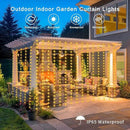Solar Curtain Lights 7.9ft x 6ft 144 LED Outdoor Curtain Lights Waterproof with Timer 8 Modes for Christmas Garden Patio Fence Wedding Wall Window Gazebo Decor - Warm White by GreenHaven Gardens