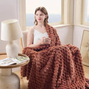 NEWCOSPLAY Super Soft Queen Blanket Coffee Premium Silky Flannel Fleece 3D Clouds Stylish Jacquard Lightweight Bed Blanket All Season Use 350GSM (Coffee, Queen(90"x90")) by CozyNest Decor