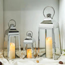 TRIROCKS Set of 3 Stainless Steel Candle Lanterns 20.5''&16''&12''H Decorative Candle Holders with Tempered Glass for Indoor Outdoor Porch Parities and Wedding(Silver) by CozyNest Decor