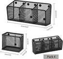 Neudeco Magnetic Pencil Holder, Locker Shelf Organizer, Metal Storage Basket for Whiteboard, Refrigerator, Ideal Cabinet for School, Black (Pack 4) by CozyNest Decor