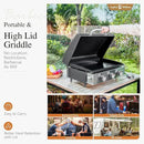 Sophia & William 22" Flat Top Grill with Lid & Ceramic Coated Cast Iron Pan, 3-Burner Portable Tabletop Gas Propane Griddle for Outdoor, BBQ, Camping & Tailgating Barbecue, 24,000 BTU by GreenHaven Gardens