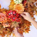 26" Fall Wreath for Front Door - Large Artificial Maple Leaves Fake Silk Peony Faux Pumpkin Outdoor Wreath for Porch, Window,Farmhouse,Home,Thanksgiving Day Harvest Festival Autumn Decor by CozyNest Decor