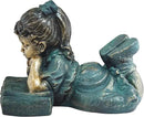 Alpine Corporation 16" Tall Indoor/Outdoor Girl Laying Down Reading Book Statue Set Yard Art Decoration by GreenHaven Gardens